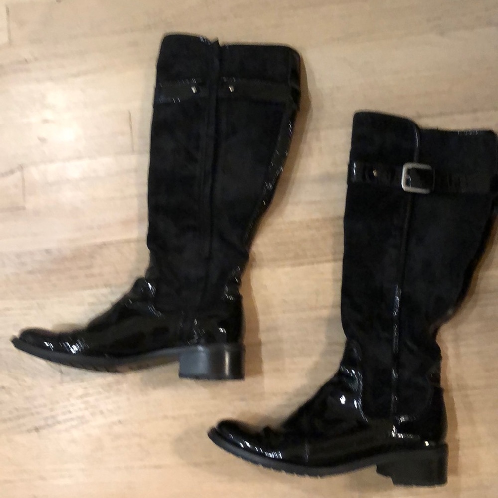 Cole Haan patent and suede boots